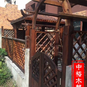 重慶景區設計防腐木專業定制水車涼亭實木長廊