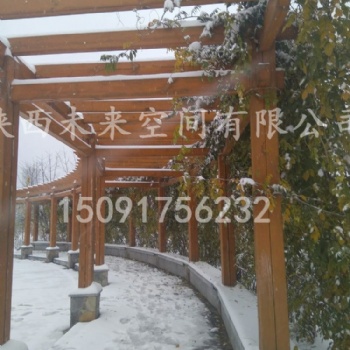 西安仿古廊架，實木廊架，景觀廊架，中式廊架