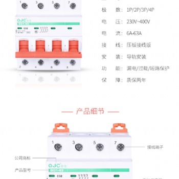 秦佳高端小型斷路器微型斷路器空開(kāi)BD1-63