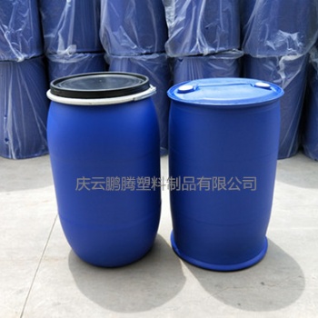 遼陽200L法蘭塑料桶大口藍色密封200公斤抱箍塑料桶大連塑料桶廠家供應