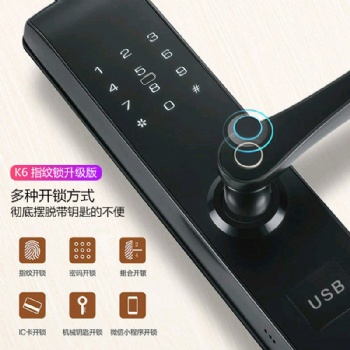 K6自動(dòng)智能鎖指紋鎖家用防盜門鎖密碼鎖電子刷卡手機(jī)木門公寓