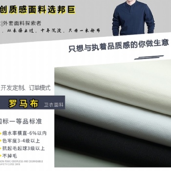 60支長絨棉錦氨彈力針織羅馬布衛(wèi)衣面料,[邦巨]國標**品生產(chǎn)供應(yīng)