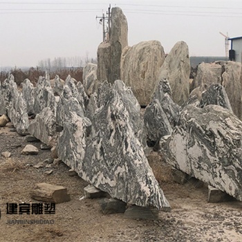 雪浪石切片組合泰山石石片造景假山推薦廠家