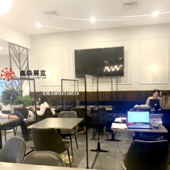 防病毒隔斷 餐飲酒樓酒店隔板保持距離亞克力透明活動(dòng)屏風(fēng)鋁展架