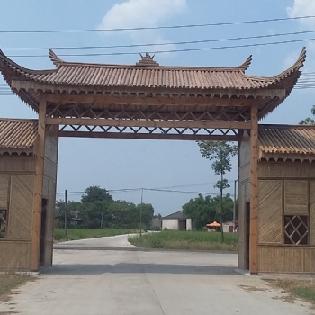竹制亭子長廊廠家，四川做竹子門頭牌坊的，竹制品定制銷售