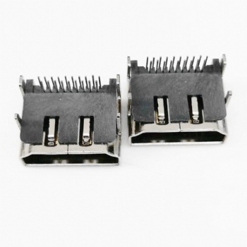 A型 HDMI 19P母座 90度四腳插板DIP 板上型 有后蓋 HDMI高清接口（1）