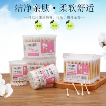 廠家批發(fā)雙頭木棒棉簽一次性衛(wèi)生棉棒掏耳朵化妝卸妝棉簽棒可定制