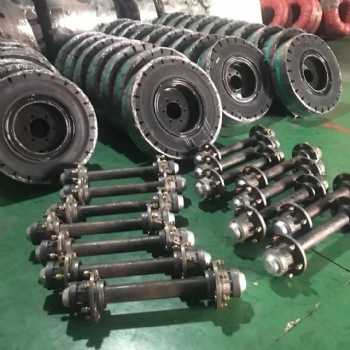 廠家加工定制拖車輪胎及車軸港口/工廠/隧道臺車等配套拖車實心輪直徑800x200輪胎