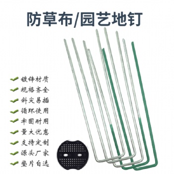 U型地釘人造草坪釘鍍鋅加長草皮釘涂/不涂/半涂綠漆