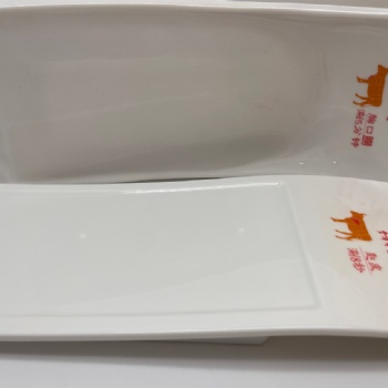 壹粵密胺餐具牛羊肉托盤，定制牛肉托盤盤廠家，白色仿瓷火鍋餐具定制