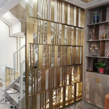 金色屏風(fēng)，不銹鋼景墻，鏤空隔斷玄關(guān)加工定制