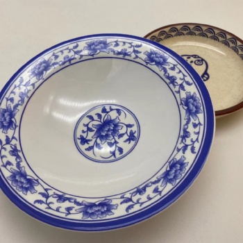 上海壹粵密胺青花瓷涼菜拌面碗，涼皮小菜仿瓷餐具碗定做