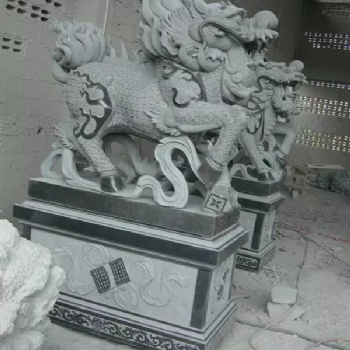 石雕麒麟，花崗巖麒麟，庭院景觀寺廟祥瑞動物雕塑
