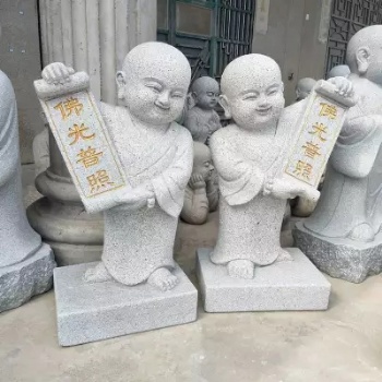 寺院小沙彌雕塑，石質小沙彌，寺院石頭小和尚石雕