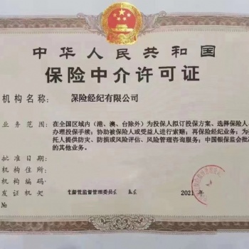 海南省5000萬保險代理申請網絡銷售牌