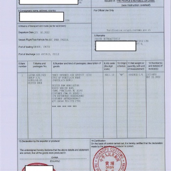 陶瓷出口智利辦理產(chǎn)地證FORM F