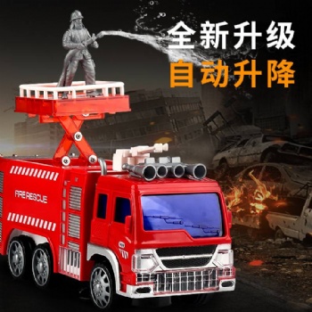電動萬向消防云梯車音樂燈光升降360旋轉(zhuǎn)消防玩具車
