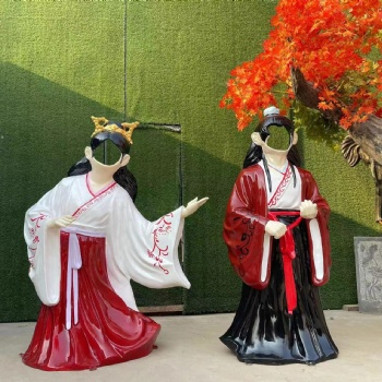 空臉雕塑/古裝人臉拍照雕塑/空臉雕塑廠家