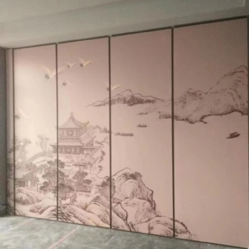 酒店活動(dòng)飯店移動(dòng)推拉包廂宴會(huì)廳會(huì)議室高隔斷墻吊軌展廳折疊屏風(fēng)