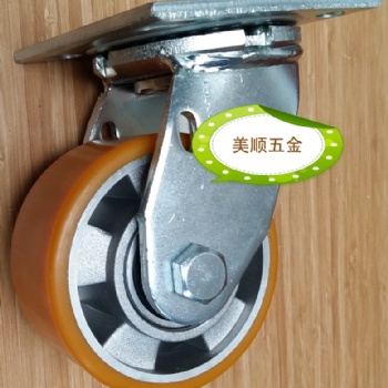 美順4系列4寸壓鑄鋁芯包PU物流機(jī)械自動化設(shè)備推車萬向腳輪