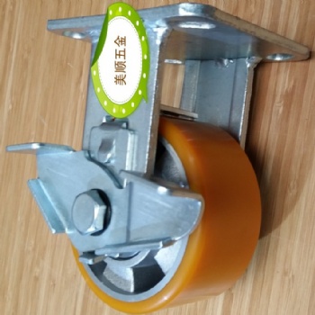 美順3系列4寸重型壓鑄鋁芯PU定向帶側(cè)剎車物流機(jī)械設(shè)備腳輪