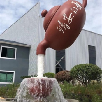天壺懸空流水景觀茶壺噴泉大型玻璃鋼雕塑室內(nèi)戶外茶園裝飾擺件