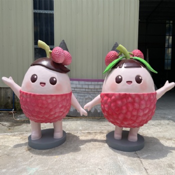 打造卡通擬人形象玻璃鋼荔枝妹妹雕塑吉祥物形象金字招牌